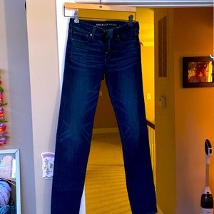 plain, dark wash jeans